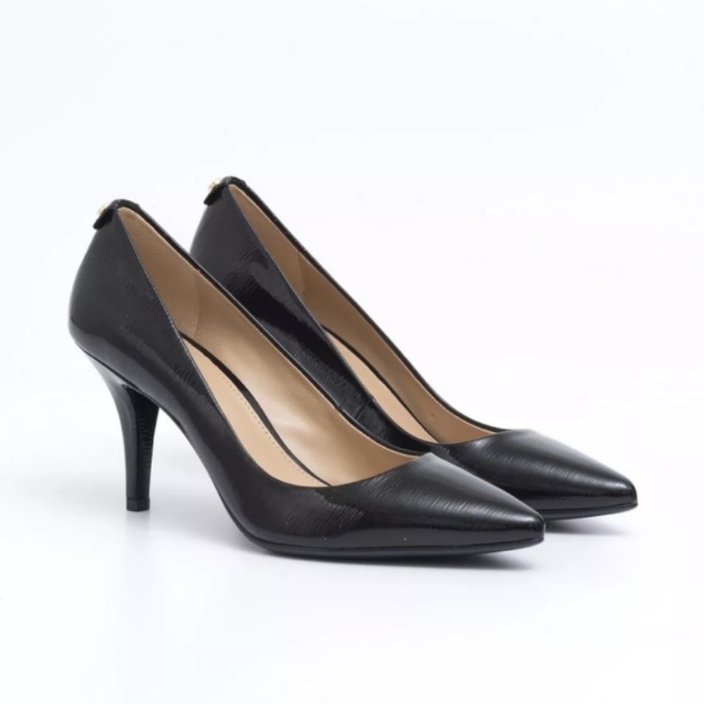 MICHAEL Michael Kors Black Pointed-Toe Leather Pumps